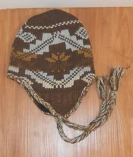 MEN'S ROUTE 66 BROWN PRINT SWEATER KNIT TRAPPER HAT - OSFM