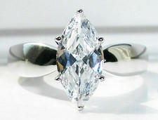 Marquise Cut Solitaire Ring Clear Cubic Zirconia 925 Sterling Silver Women's