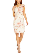 Adrianna Papell Women Printed Lace Back Cutout Dress Multi Size 14