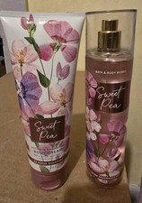 LOT of 2 Bath Body Works SWEET PEA Body Cream Fragrance Mist FULL SIZE