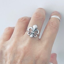 Sterling Silver Fleur De Lis Ring, Saints Silver Rings, Lily Flower, France
