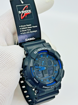 Casio G-Shock GA-100 Black Blue Module 5081 Analog Digital Watch
