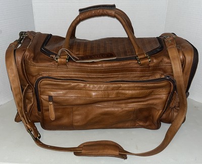 Vintage Latico Leathers Brown Genuine Leather Overnighter Duffel Bag 22”  NICE