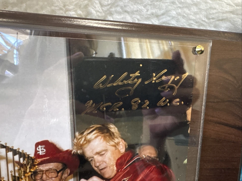 Placa de Campeones de la Serie Mundial de la MLB de 1982 Cardenales de San Luis rara de colección firmada Foto 2 de 4