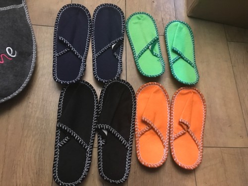4 Pairs unisex Slippers indoor for Guests s m X-Large navy black green orange - Picture 2 of 5