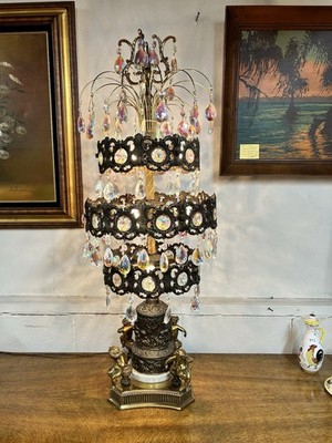 Antique Loevsky & Loevsky Cherub And Prism Table Lamp Stunning 42 