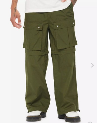 #ad Hot Topic Men’s Green Cargo Zip Off Convertible Pants To Shorts Green 34x32 $29.00