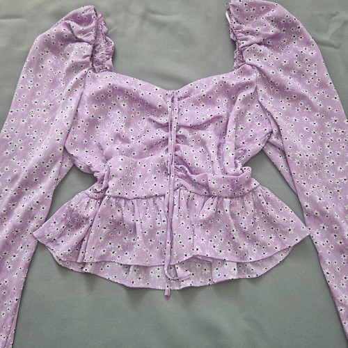 Zara Purple Floral Blouse Size Small - Picture 2 of 8