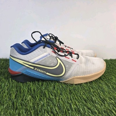 Nike Zoom Metcon Turbo 2 Running Shoes Mens Size 10 White Blue Red Walk Road