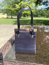 Vintage La Regale Black Navy Evening Bag Clutch Purse Silver Tone Frame USA