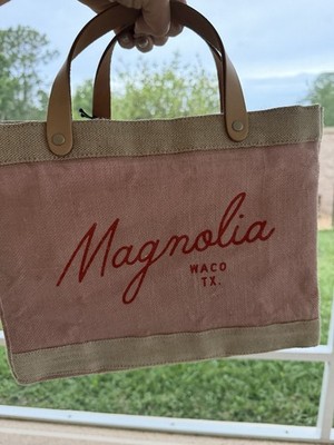 TOTE BAG Magnolia Market Script Apolis  Pink Blush  Joanna Gaines Waco  NWT