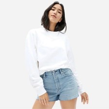 EVERLANE White Unisex French Terry Long Sleeve Crew Neck Sweatshirt Size XXXS