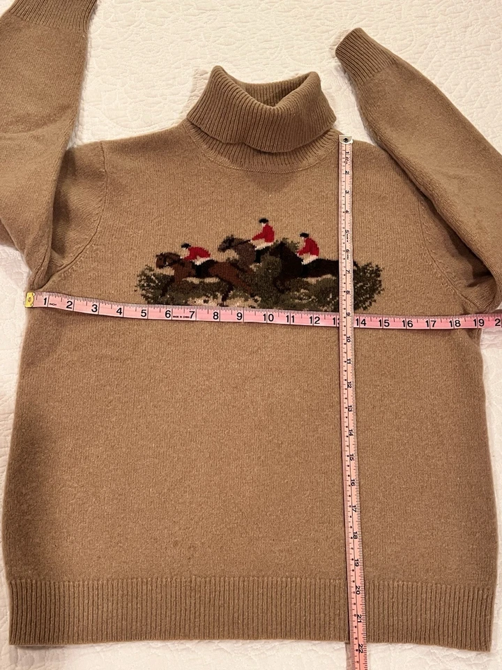 Vintage Lauren Ralph Lauren Lambs Wool Turtleneck Sweater L Equestrian Polo 90s - Image 3 of 4