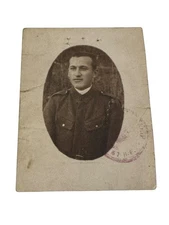 WW2 Era Photo Romanian Soldier ID With Stamp