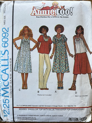 70's BOHO McCalls 6092 Yoked Tank DRESS/ TOP Annie too! sewing pattern 14-16 U/C