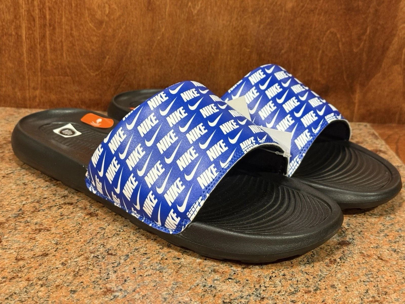 DS Nike Victori One Slide Print Gioco Royal Nero CN9678 401 Uomo U.S. Tg 13 Nuovo con etichette