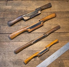 Antique Wooden Spokeshave Draw Knife Collection Lot 4 Fone Woodworking USA/ENGLD