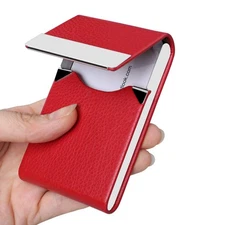 JuneLsy Business Card Holder Case - Professional PU Leather Business Card Cas...
