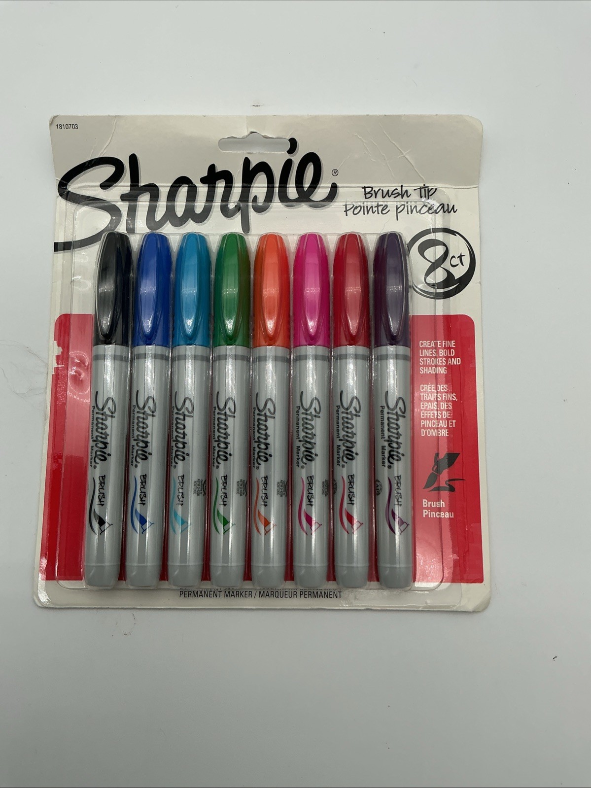 Brush Tip Permanent Markers, 8 Colored Markers (1810703)