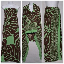 CM Sarong Wraps Dress Cover Up Scarf Shawl Tropical One Size OS Green Brown NEW
