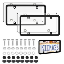Clear License Plate Covers Frames Auto Tag Shield Protector Front Rear 2pc