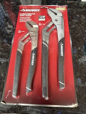 Husky Groove Joint Pliers Set 10'' & 12'' Straight Jaw Non-Slip Grip Hand Tools