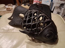 Vintage Cast Iron Fish Lantern candle holder garden ornament