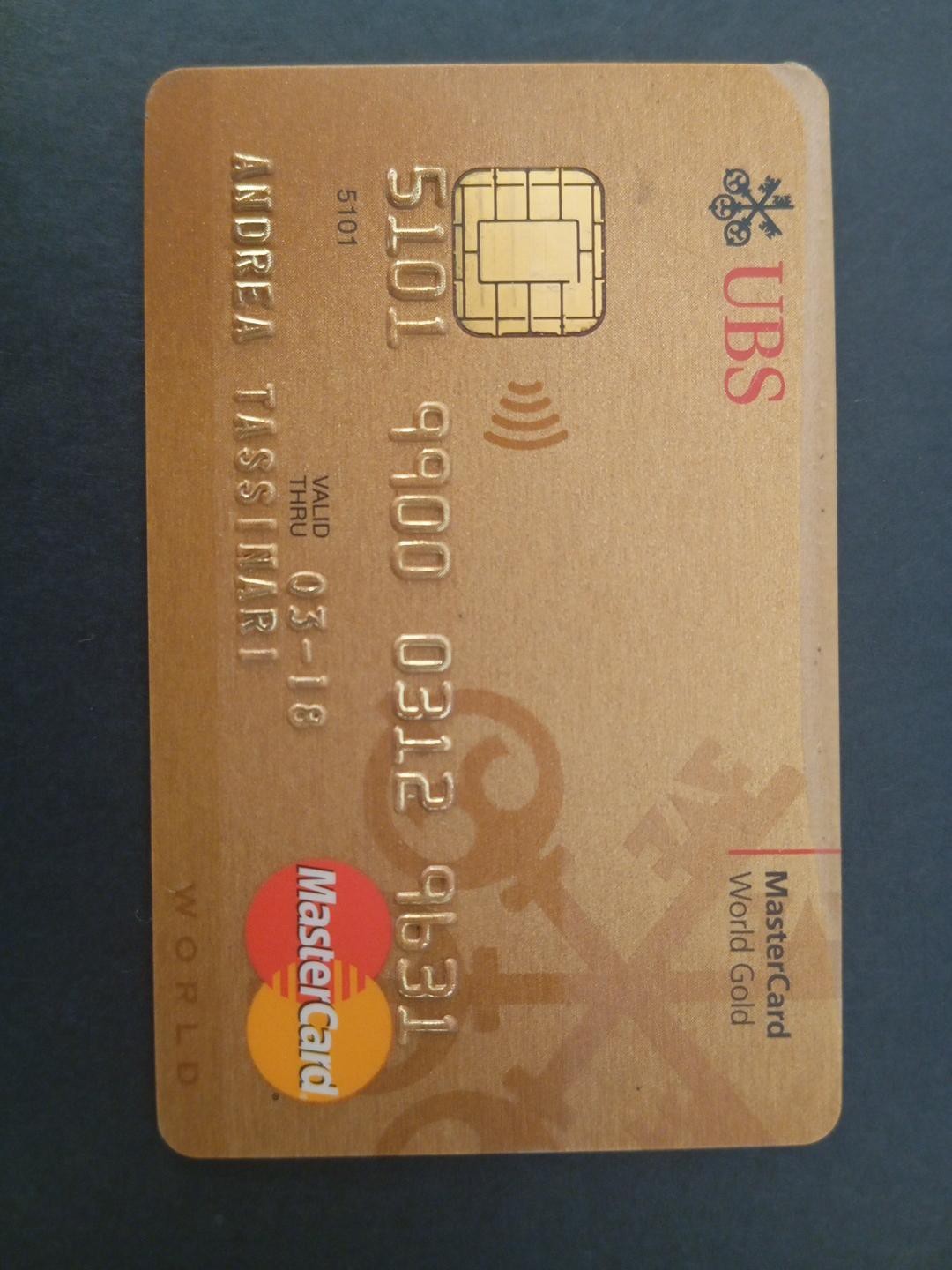 UBS Bankv vintage credit card