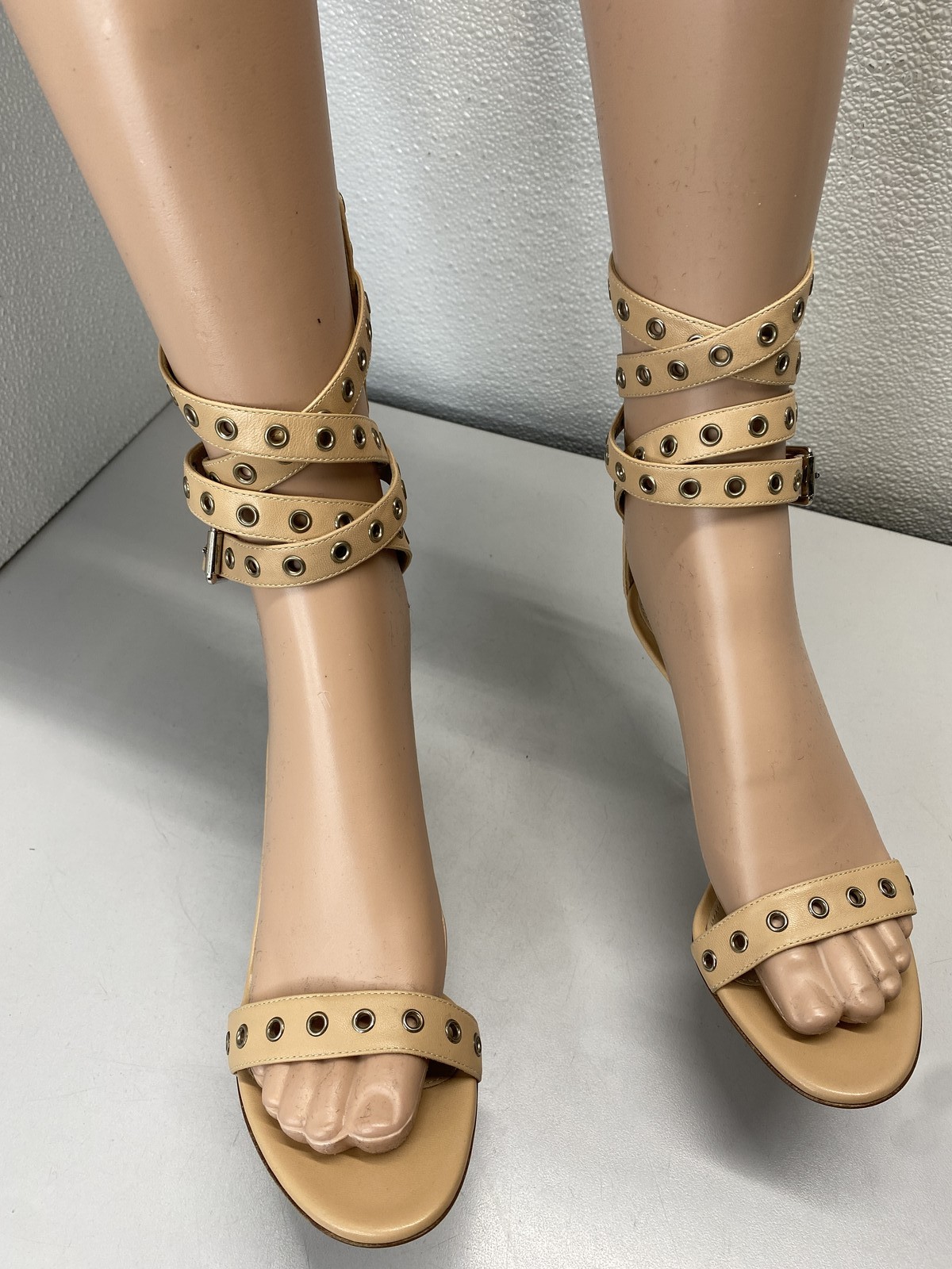 Gianvito Rossi Womens Strappy Leather Heeled Sandals Size 7/EU 37 Nude Preowned