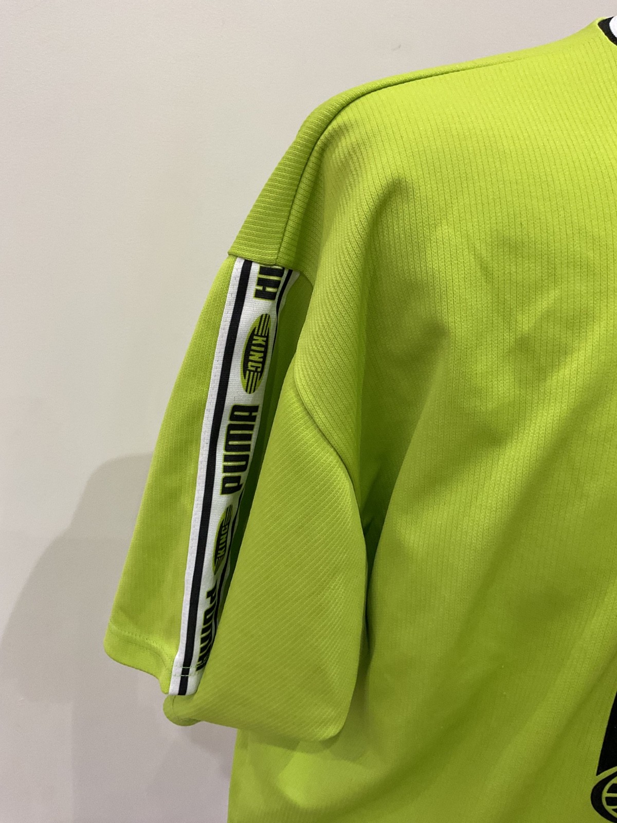 PUMA KING VINTAGE lime green T-SHIRT Retro 90s Training Tee Top Size Large RARE image 7