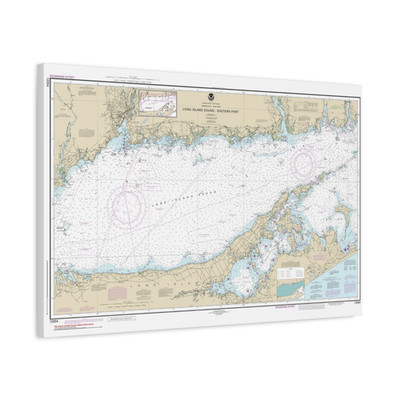Long Island Sound Eastern Part Nautical Chart Sailing Map Framed Canvas 30x20