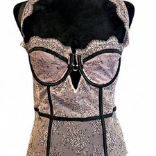 Victoria s Secret Lace Bustier Corset Top 36D Pink Black S
