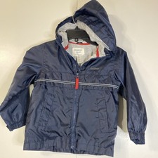 Osh Kosh Bgosh Kids Jacket M 5-6 Youth Windbreaker Blue Full Zip Hood Y2K