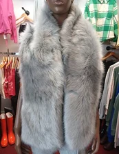 Babeyond Glamour Faux Fur Stylish Shawl Scarve Wrap W/Whole Design Gray 62x 8.75