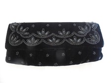 Vintage black velvet beaed clutch purse