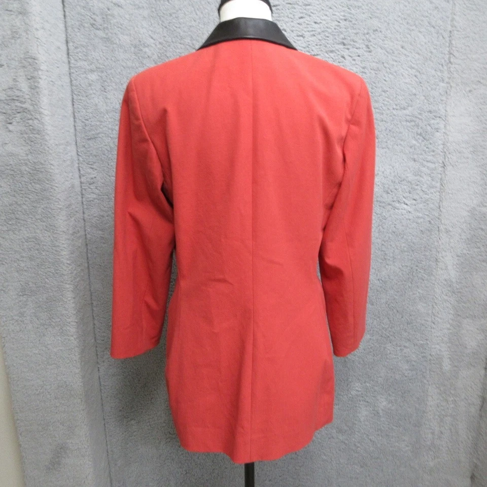 Chaqueta Blazer Doncaster Mujer 10 Naranja Cremallera Cuero Negro Borde Clásico Elegante Foto 4 de 4