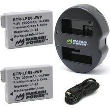 Wasabi Power Battery 2-Pack and Dual Charger for Canon LP-E8