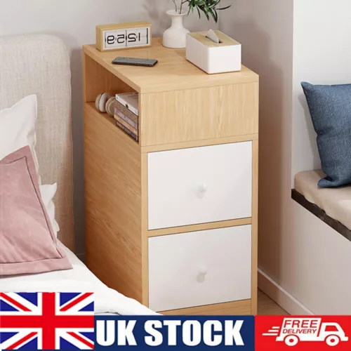 2 Drawer Wood Bedside Cabinet-Nightstand Table Bedroom Storage Furniture UK - Picture 3 of 10