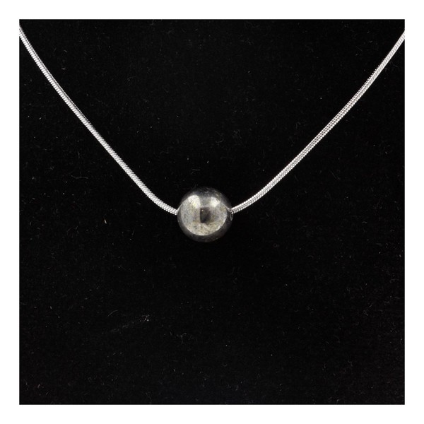 Halskette 1 Perle Pyrit Aus Spanien 8 Mm Edelstahlkette.-image
