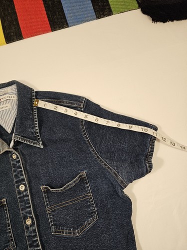 Tommy Hilfiger Girls Denim Button Down Shirt Stretch Size 12 Color Blue Vintage - Picture 9 of 10