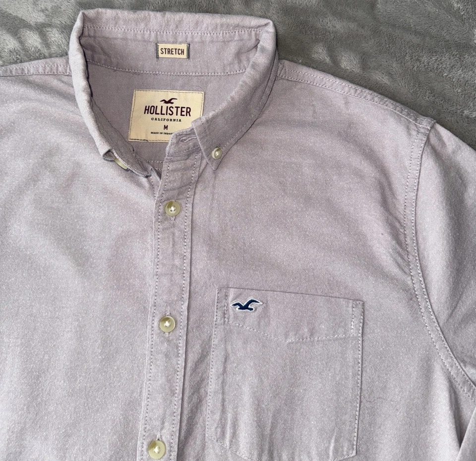 Рубашка HOLLISTER на пуговицах мужская средняя эластичная с длинным рукавом повседневный топ - Изображение 3 из 4