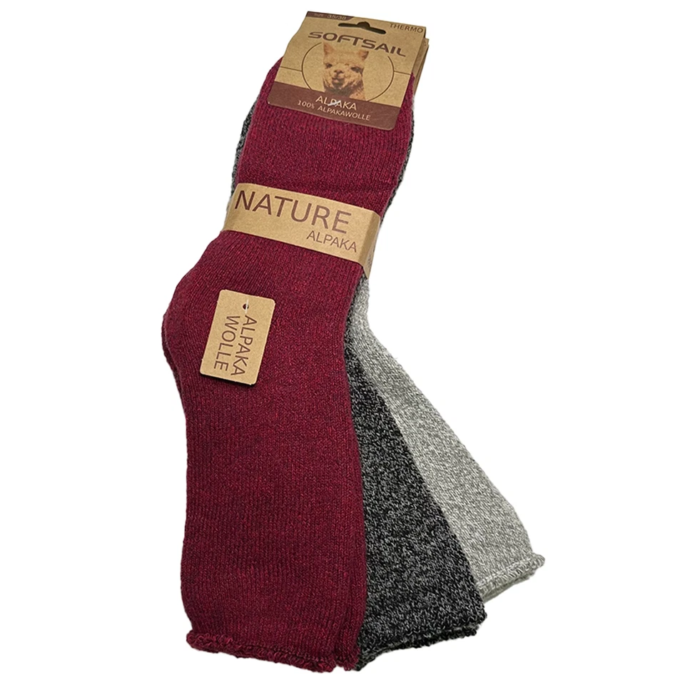 3/9 Paar Alpaka Socken Wollsocken - Warme Outdoorsocken Damen Wintersocken warm - Bild 3 von 4