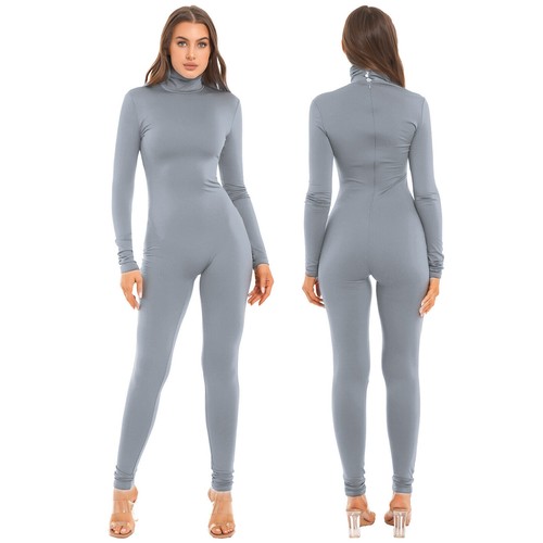 Body donna manica lunga finto collo tuta intera unitard base strato pagliaccetto - Foto 82 di 93