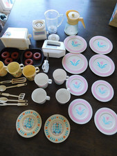 Chilton Globe Vintage Toy Dishes Lot 36 Pieces Appliances, Plates, Cups.