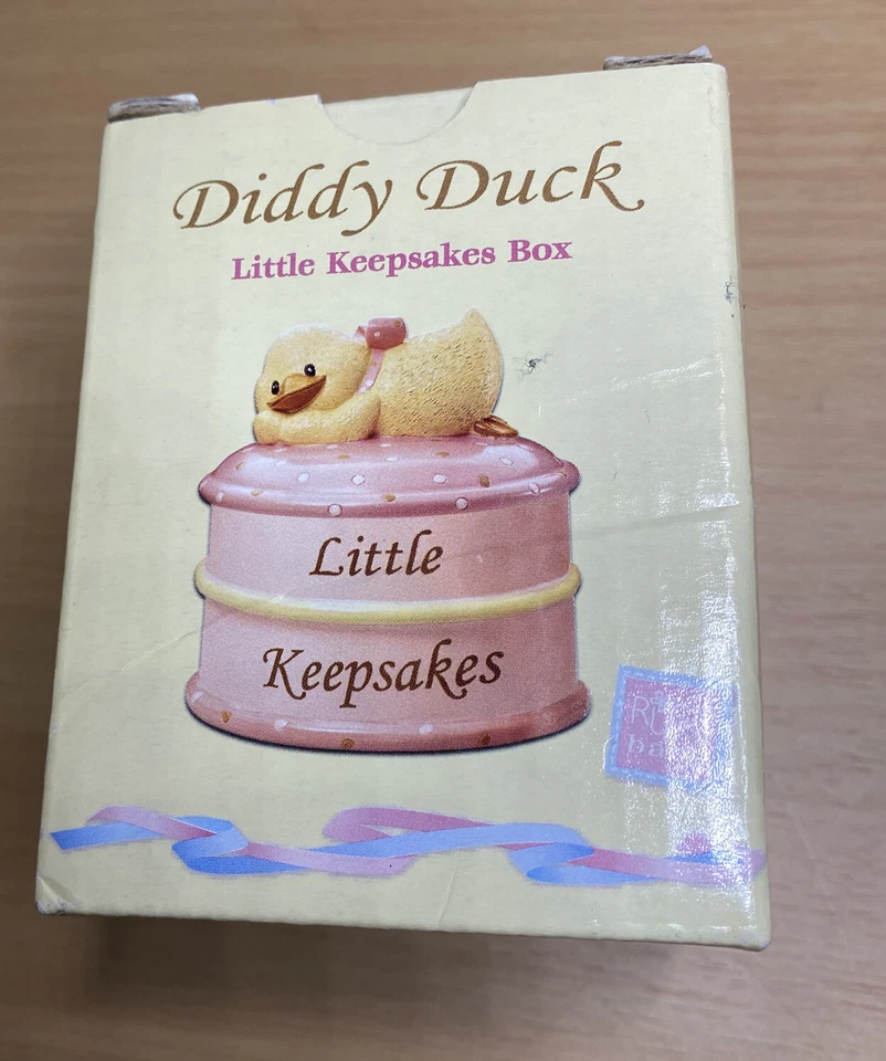 Caja de recuerdo de pato Russ Berrie Diddy, rosa por -nueva en caja gran regalo Foto 2 de 4