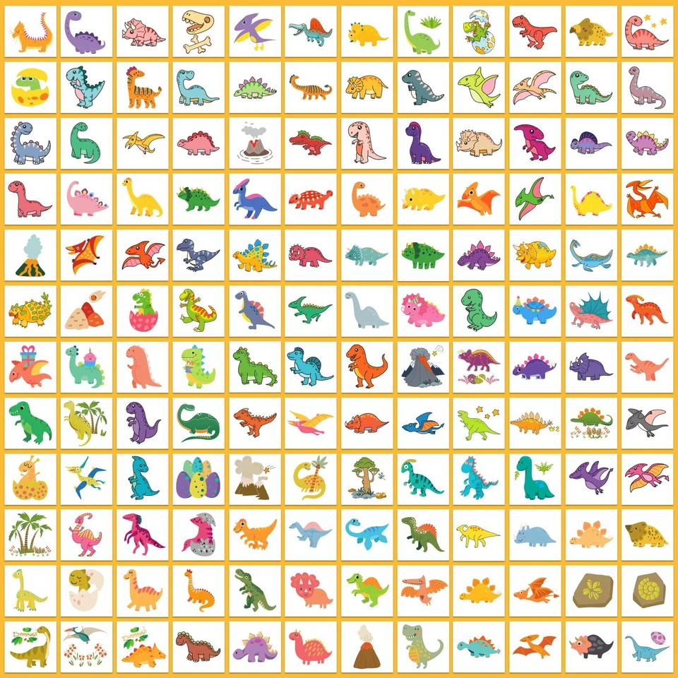 Partywind 408 PIEZAS Dinosaurios Niños Tatuajes Temporales Envueltos Individualmente Corte Ta... Foto 4 de 4