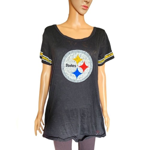 Pittsburgh Steelers Burnout Logo Tee - WOMENS SPORT TEAM FASHION
