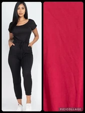 NWT CAPELLA Women's Fuchsia Pink Athleisure Casual Jumpsuit One-piece Small S