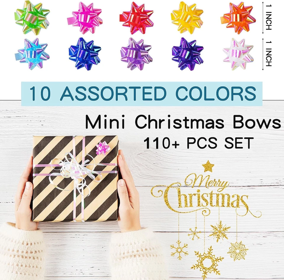 110 piezas Arcos brillantes para envolver regalos Día de San Valentín 1 pulgada mini lazos envolventes de regalo Foto 2 de 4