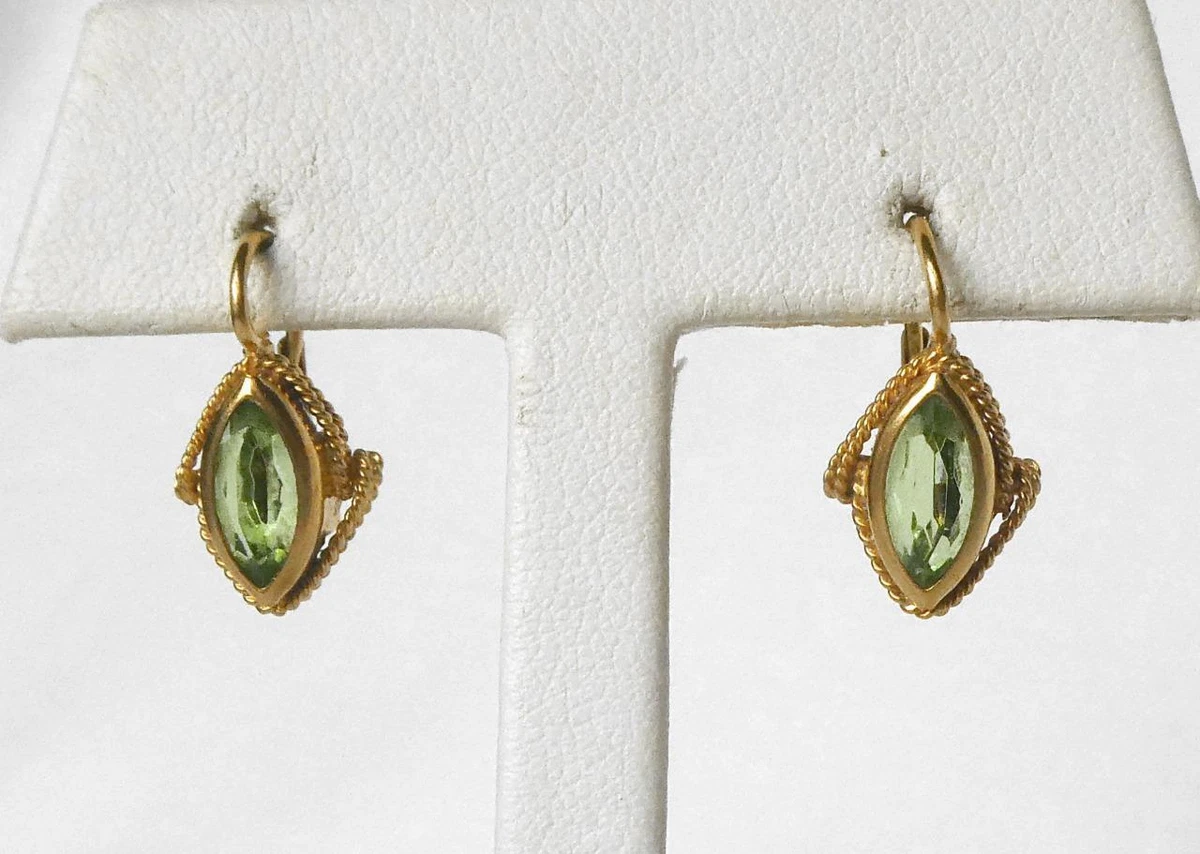 Pendientes De Peridoto Bar Para Mujer - Plata De Ley 925, Leverback, Regalo Elegante Para Ella